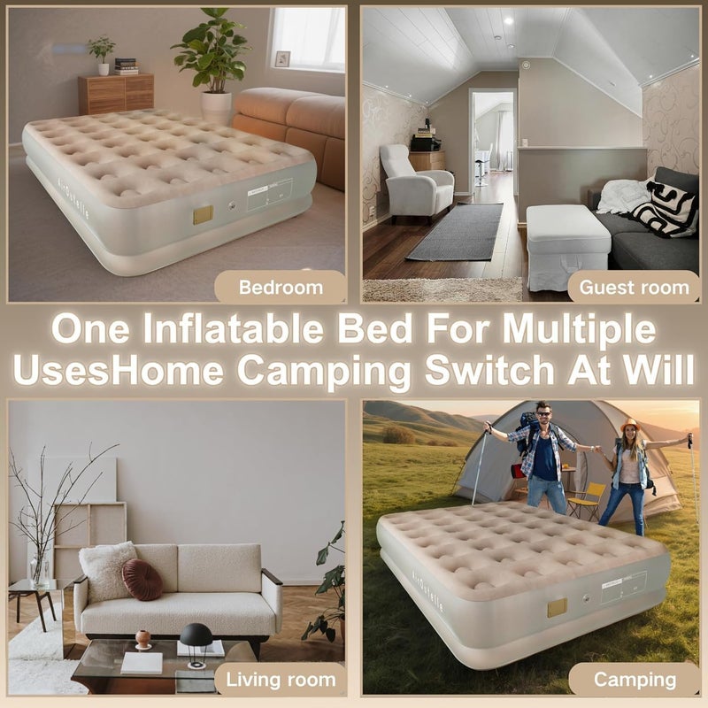 Eworld مرتبة هوائية مع مضخة مدمجة – سرير مزدوج قابل للنفخ (198 × 180 × 40 سم) | مقاومة للماء، سميكة، محمولة للاستخدام في المنزل، المكتب، التخييم والسفر - Image 4